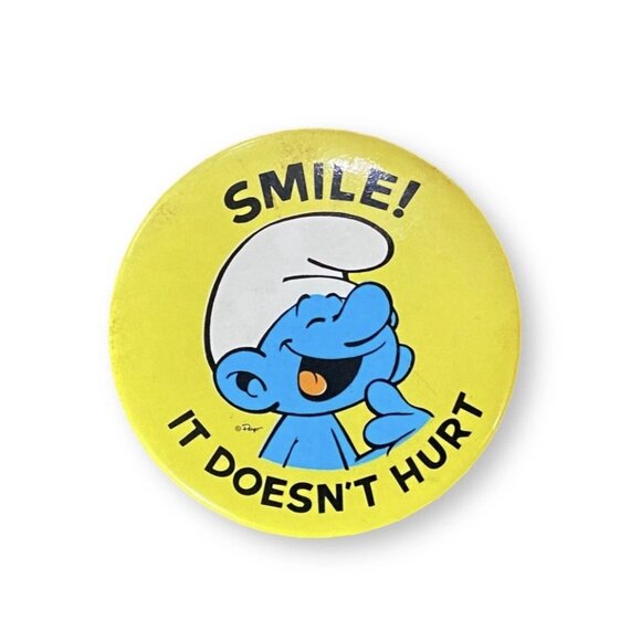 Vintage Smurfs Figurines Lot 1970s & 1980s By Schleich & Peyo - PVC Pinback Pin - Picture 5 of 6